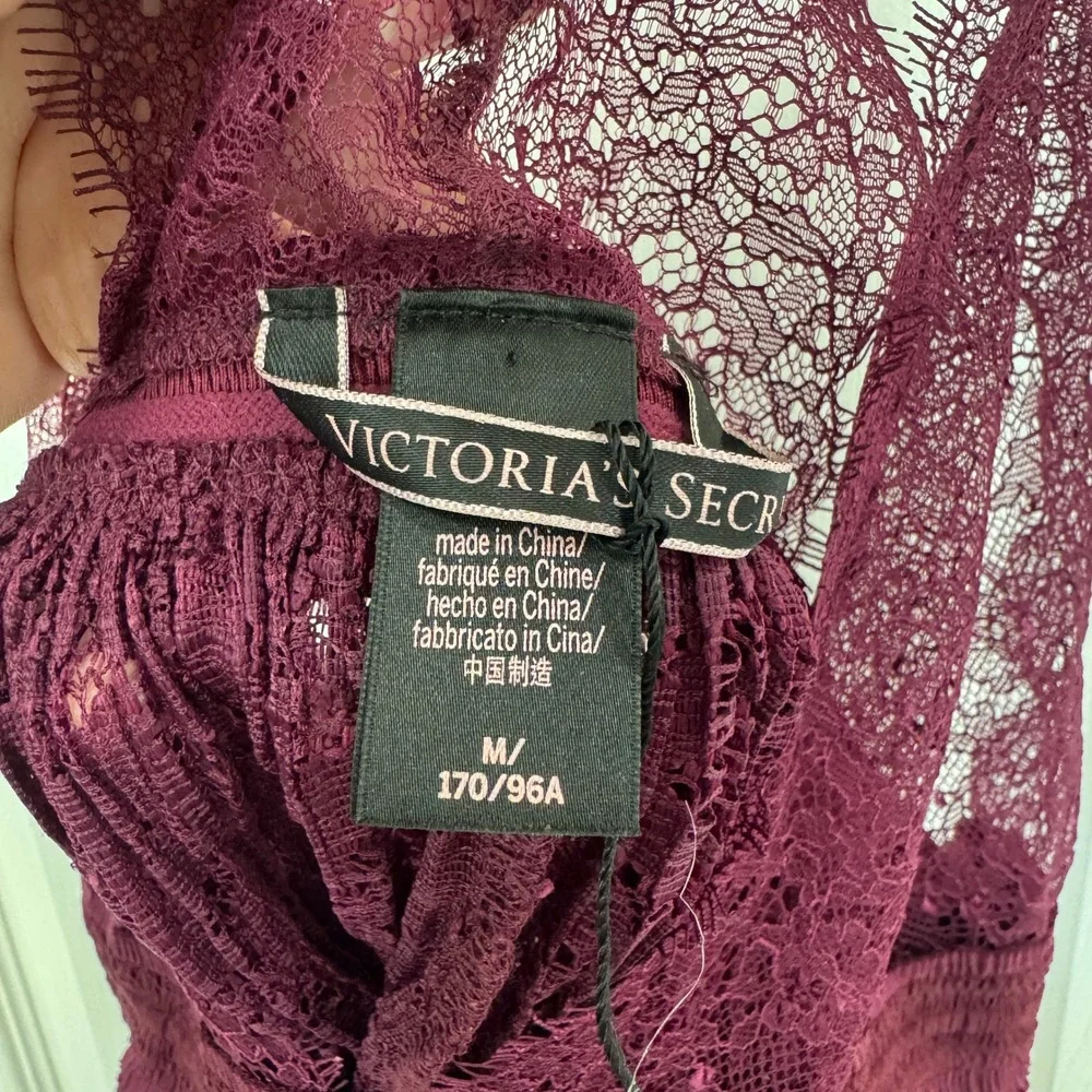 Victorias Secret Babydoll Lingerie Top Deep Purple Strappy Racerback Chantilly